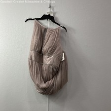 Davids Bridal OLEG CASSINI Blush Metallic High Neck Sleeveless Dress Sz 18W NWT