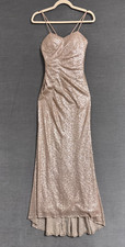 Christina Wu Gown 0 Rose Gold Matte Sequin Sweetheart Maxi Bridesmaid Formal