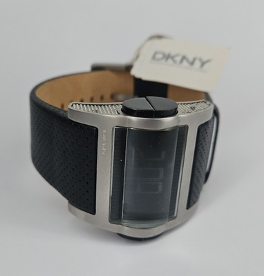DKNY NY1356 Digital Bubble Window Watch Black Bracelet 5 ATM 5M Dive Diver Tags
