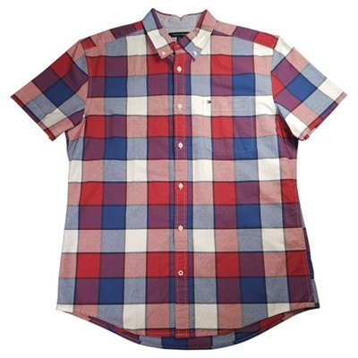 Tommy Hilfiger XL Men's Multicolor Plaid Button-Down Short Sleeved Shirt