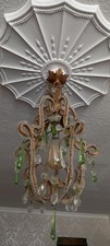 Chandelier Ceiling Light Lovely Glass Droplets Green Glass Vintage