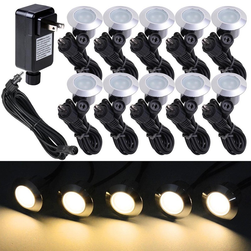 10Pcs Round Garden Outdoor LED Lights Yard Path Mall Stair Hotel Lamp Warm White