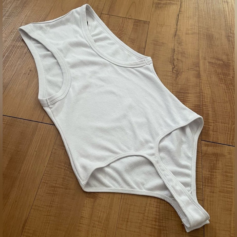 Sold Out Brexley White Ribbed Tank Top Bodysuit Free People Brand New