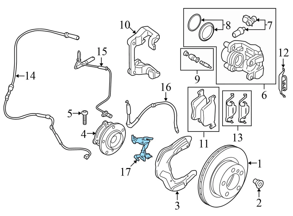 2013-2018 BMW 320I XDRIVE — передний правый тормозной шланг/линейный кронштейн 6792256 - Изображение 4 из 4