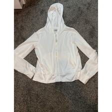 athleta girl girls white zip hooded jacket large /12