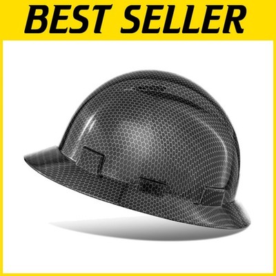 Vented Full Brim Construction Helmet - Lightweight Safety Hardhat for Comfort**