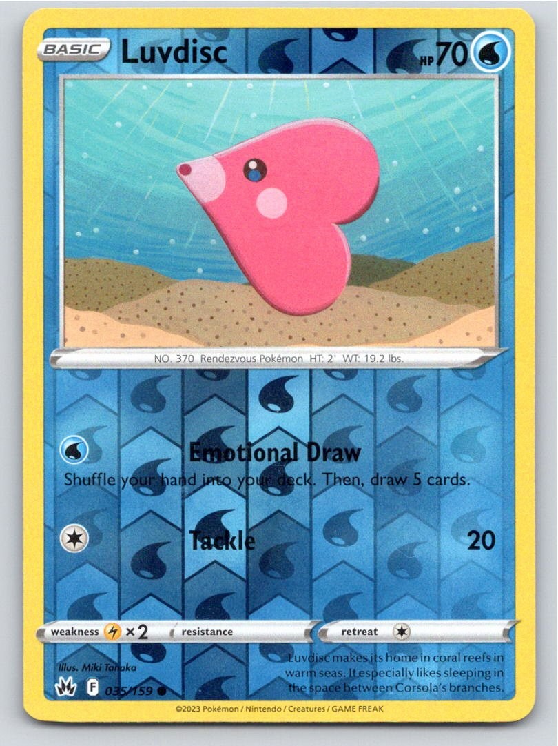 2023 POKEMON LUVDISC CROWN ZENITH 035/159 REVERSE HOLO C NM A70146 FREE S&H