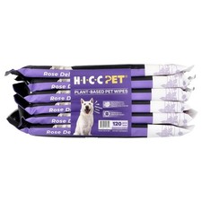 Plant-Based Pet Wipes, For Dogs  Cats, Damask Rose, 6 Packs, 20 Wipes Each