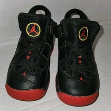Jordan 6 Rings Black University Red High Top Sneakers TD Toddler 7C 323420-063