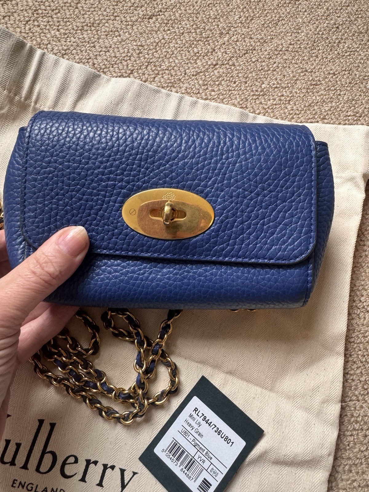 Mulberry Mini Lily (Longer Size) Pigment Blue. Excellent Condition Dust Bag