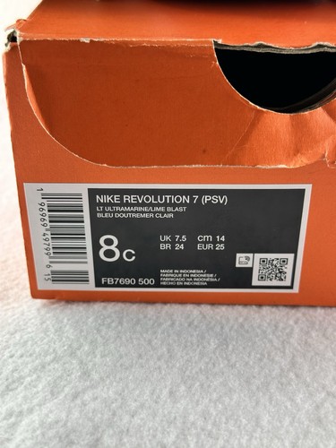 NIKE Kid Shoes - Revolution 7 (PSV) LT Ultramarine Color Size 8c - Picture 8 of 8