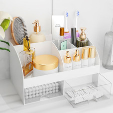 Makeup Organizer with Drawers Cosmetic Storage Vanity Desk Holder White
