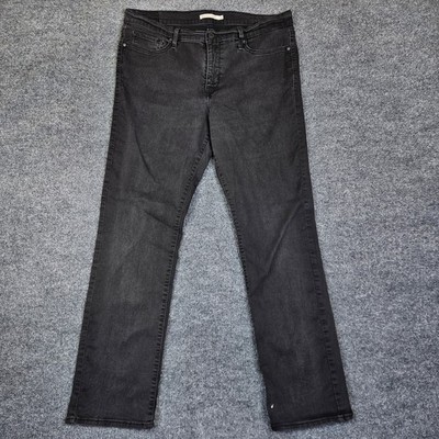 Levi's 314 Shaping Straight Jeans Women's 34 High Rise Dark Wash Denim Black