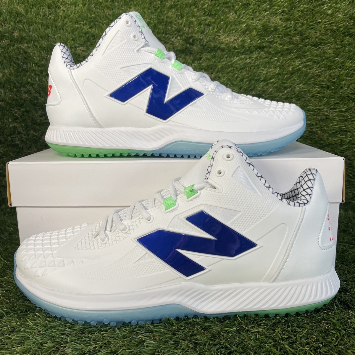 New Balance Shohei Ohtani 1 White Blue Lab Work Baseball Turf New Balance Shohei Ohtani 1 White Blue Lab Work Baseball Turf