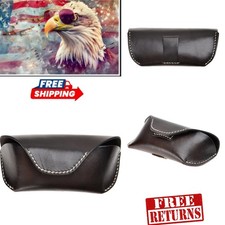 Semi-Hard Leather Eyeglass Case - Magnetic Closure  Belt Loop for Convenience