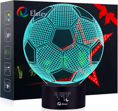 Elstey Soccer 3D LED Night Light Touch Table Desk Optical Illusion 