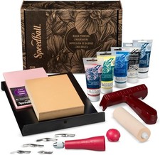 Deluxe Block Printing Kit Includes Inks Brayer Bench Hook Lino Handle