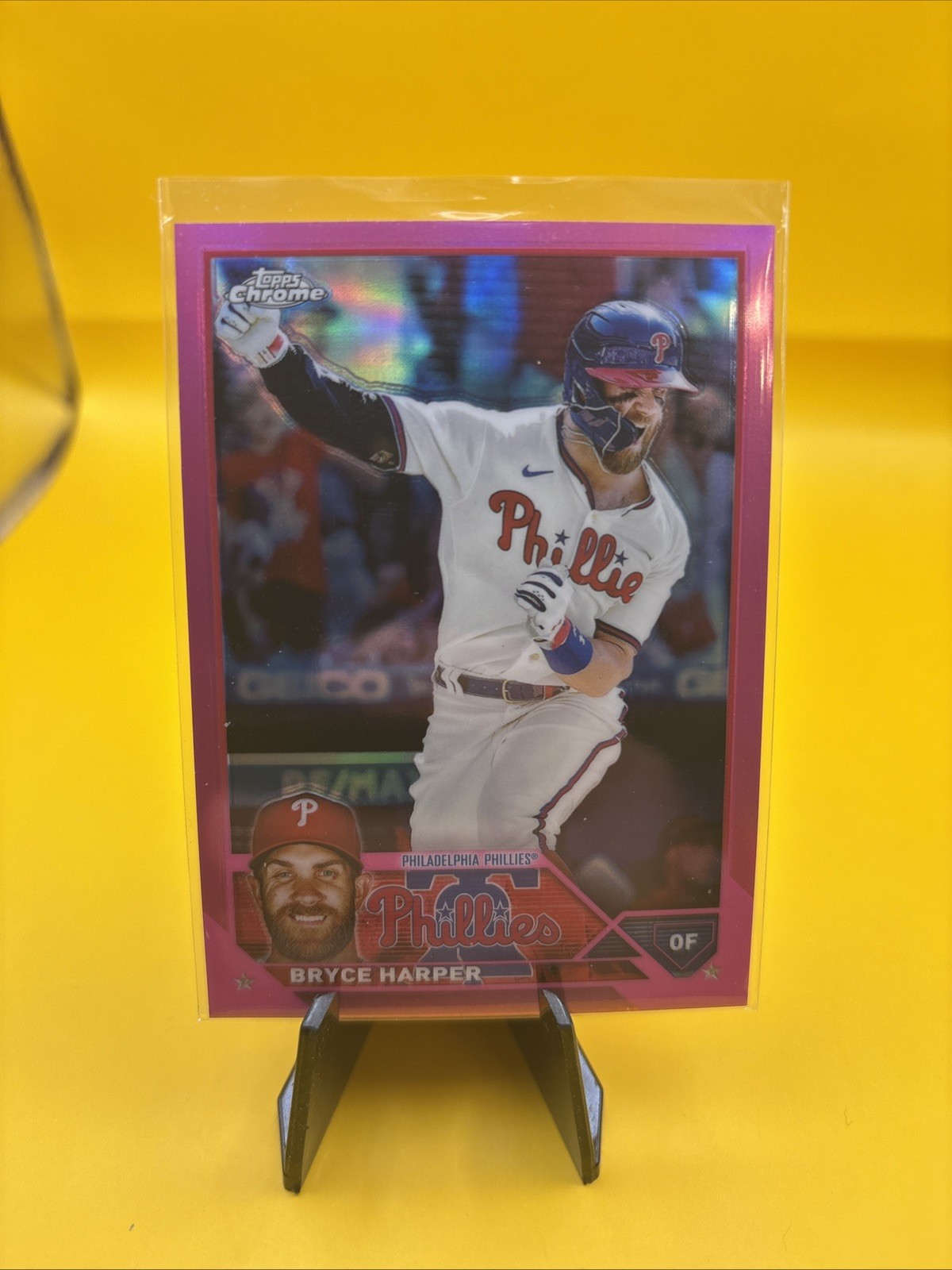 2023 Topps Chrome Baseball Pink Refractor #3 Bryce Harper Philadelphia Phillies 
