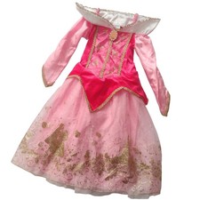 Disney Princess Aurora Costume XXS 2/3 Pink Glitter Gold Sleeping Beauty Dress