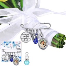 Something Blue Wedding Bouquet Charm Bridal Shower Memorial Photo Angel Pin