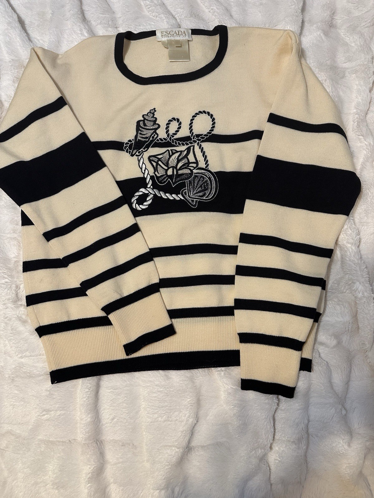 Escada patterned crew-neck sweater with nautical … - image 1