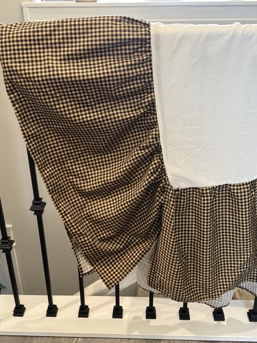 Waverly Garden Room Brown Black Gingham Queen Bed Skirt Dust Ruffle | eBay