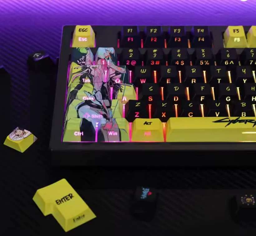 Juego de teclas Cyberpunk Edgerunners 124 PBT OEM Foto 3 de 4