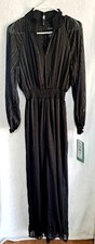 NWT MSK Women Size Small Wide Leg V-Neck Black Formal Jumpsuit Evening MSRP 110