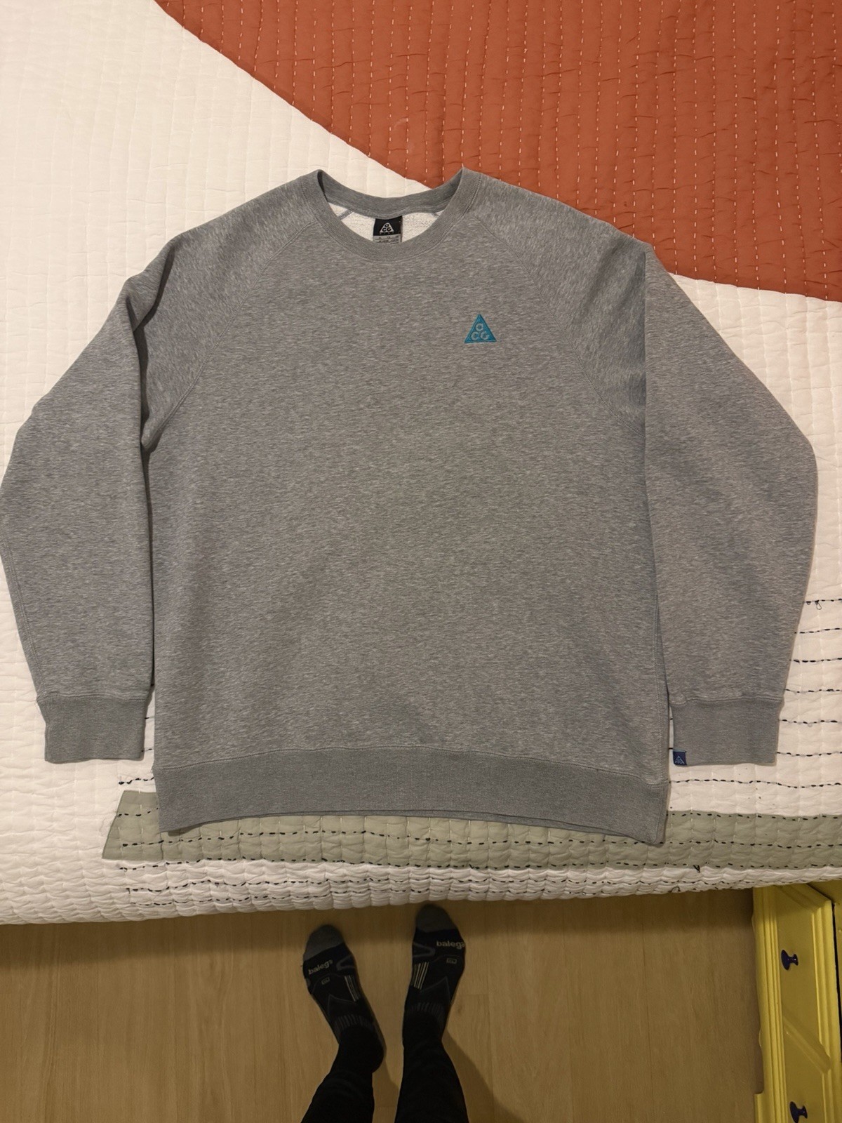Nike ACG Fleece Pullover Sweatshirt Crew Neck Gray Logo Embroidered Men’s XL