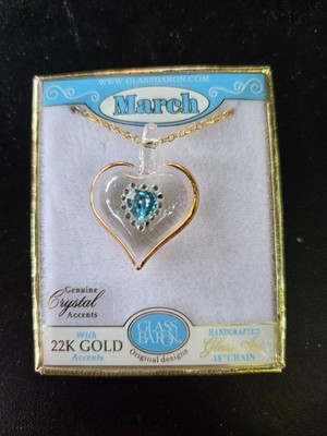 Glas Baron 22k Gold Kristall Dezember Geburtsstein Funkelndes Herz Halskette