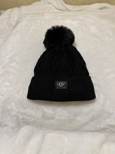 UGG Australia Knit Winter Hat Beanie Black With Pom