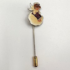 Vintage 80s 90s Angel On Cloud Stick Brooch Pin Gold Tone Enamel Jewelry