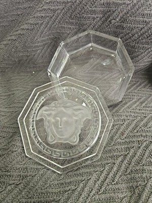 Versace Rosenthal Medusa Lumiere Crystal Glass Jewelry Container