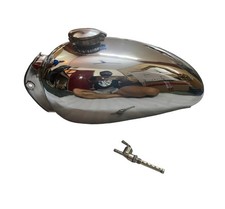 SERBATOIO BENZINA BENZINA CROMATO ROYAL ENFIELD TRIALS E TAPPO MONZA/COMPATIB...