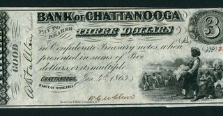 1863 $3 Bank of Chattanooga Tennessee Obsolete Note DAILY CURRENCY AUCTIONS