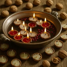 24 Pcs Christmas Walnut Floating Candles Gift Set 1.18 Inch Mini Christmas Float