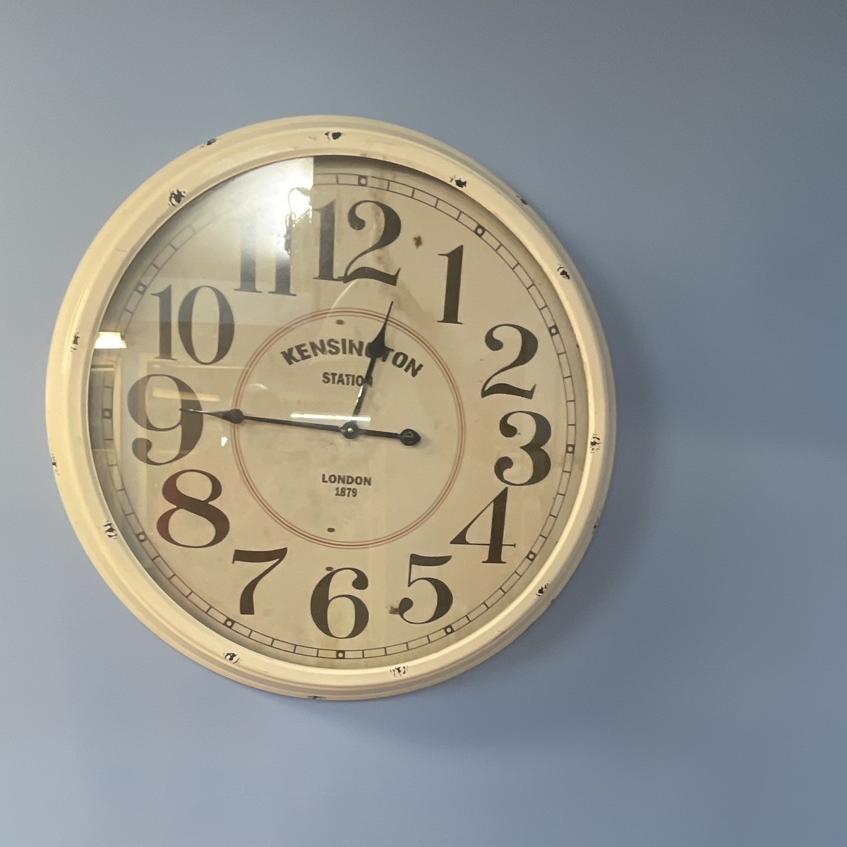 Kensington Station London 1879 Single Sided Station Clock White