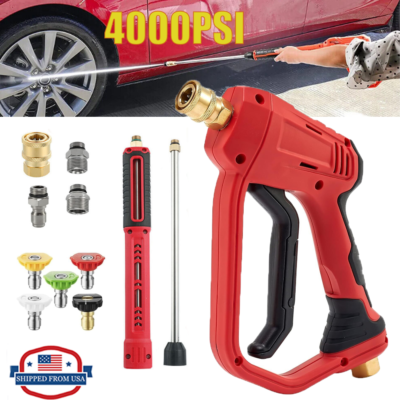 #ad High Pressure Washer Gun 4000 PSI Car Wash Foam Spray Short Wand with 5 Nozzle $28.98