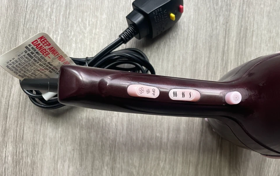 Remington Hair Dryer 2 Speed 3 Temp Heat Cool Button burgundy pink - Image 4 of 4