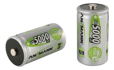 2er ANSMANN hochkapazitiver NiMH Akku Batterie LSD Mono D Typ 5000mAh 1,2V maxE