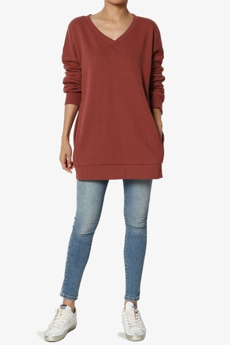 TheMogan S~3X Casual Cozy Oversized V-Neck Fleece Pullover Sweatshirts - Picture 49 of 229