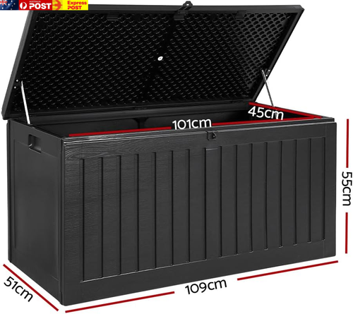 Outdoor Storage Box Container Cabinet Bench, 270L Large Lockable Tool Toy Deck B - Picture 2 of 8