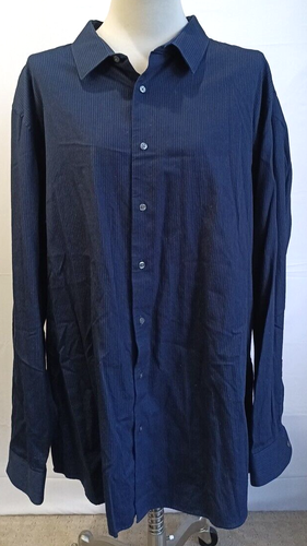 Camisa Apt 9 Para Hombres Manga Larga Con Botones 3xLT Azul Negro Pin Rayas - Imagen 1 de 18