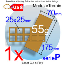 1x MDF Skirmish Movement Tray 2x5 5x2 P 10mm 25mm Square Base Warhammer 40k