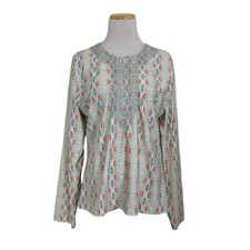 Cabana Life Long Sleeve Rash Guard Swim Top Womens XL Metallic Accent Geometric