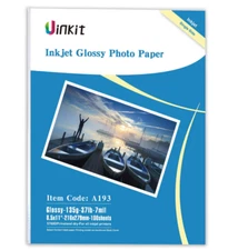 Uinkit 37lb Thin Flyer Paper Glossy 8.5x11 Inkjet 100 Sheets Single Side DIY