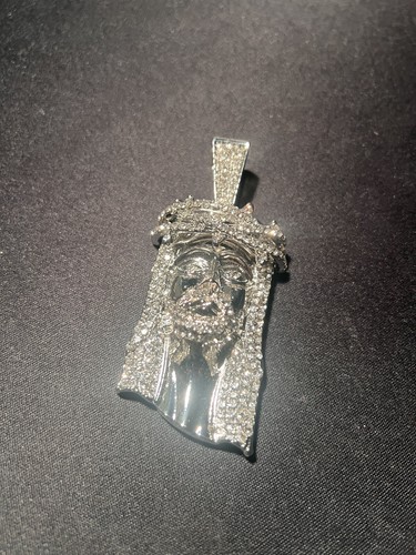 CZ Iced Out Hip Hop Jesus Silver Pendant 3” BIG *FAST SHIPPING* - Picture 2 of 4