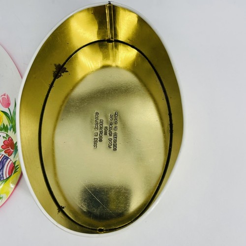 VINTAGE DAHER ENGLAND OSTERN HASE KANINCHEN BABY KÜKEN OVALE METALLFANGDOSE - Bild 7 von 12