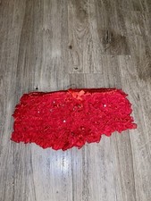Red Frilly Lace Rhinestone Burlesque Pants