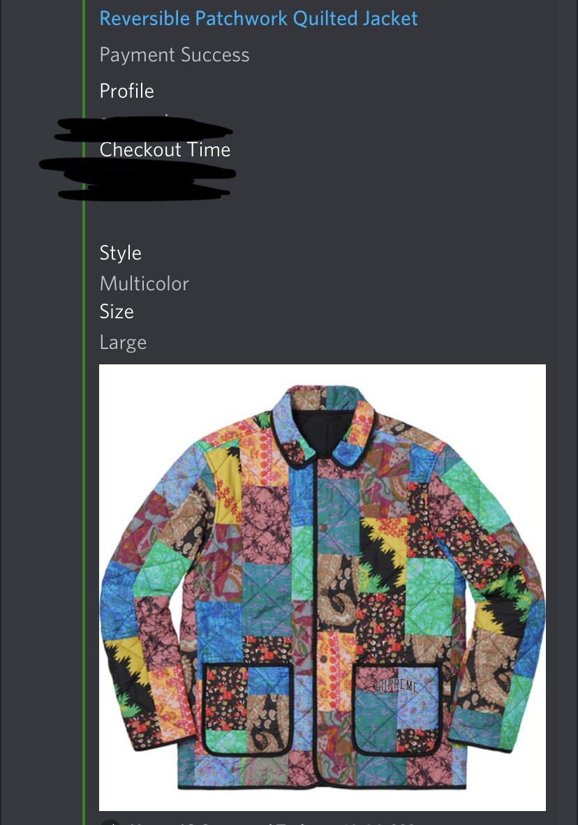 Supreme Reversible Patchwork Quilted Jackets Sz large Confirmed 